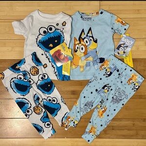 Bluey and Cookie Monster Kids Pajama Set 12 Months